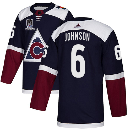 Adidas Avalanche #6 Erik Johnson Navy 2022 Stanley Cup Champions Alternate Authentic Stitched NHL Jersey