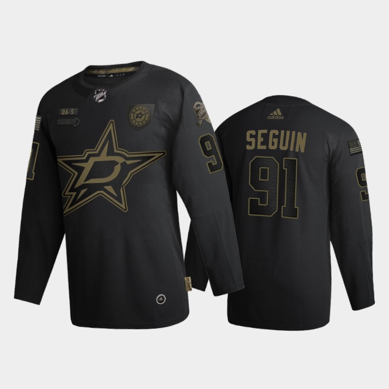 Dallas Stars #91 Tyler Seguin Men's Adidas 2020 Veterans Day Authentic NHL Jersey - Black