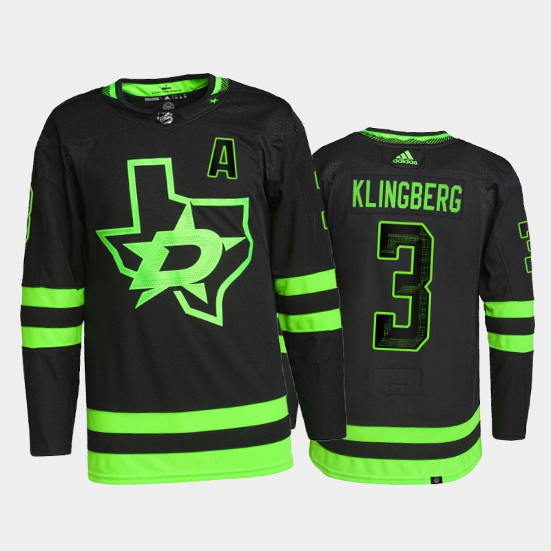 Adidas Stars #3 John Klingberg Men's 2021-22 Alternate Authentic NHL Jersey - Black