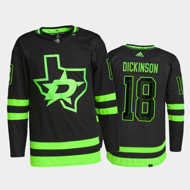 Adidas Stars #18 Jason Dickinson Men's 2021-22 Alternate Authentic NHL Jersey - Black