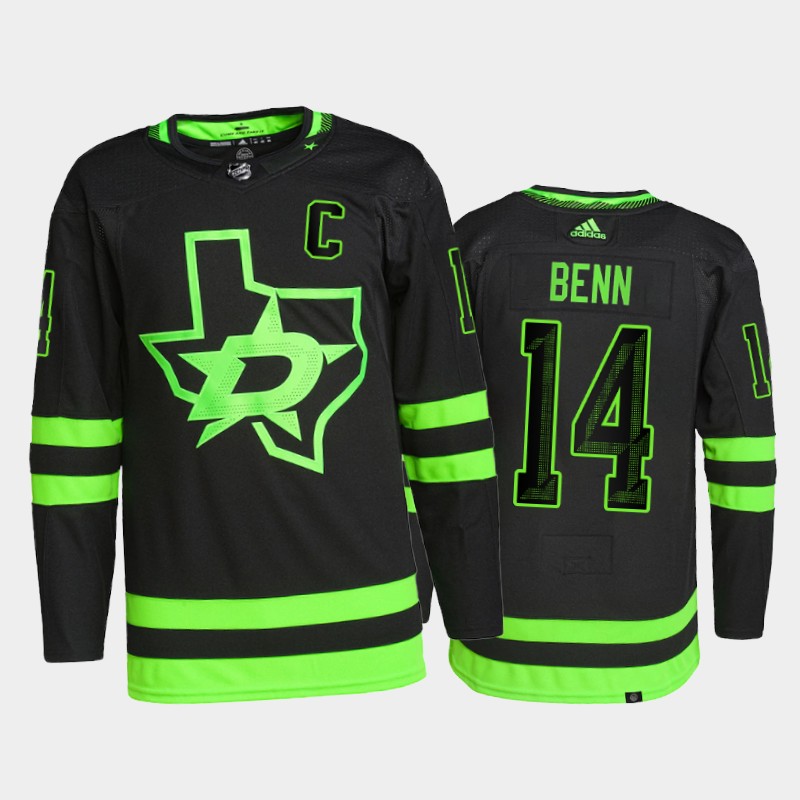 Adidas Stars #14 Jamie Benn Men's 2021-22 Alternate Authentic NHL Jersey - Black