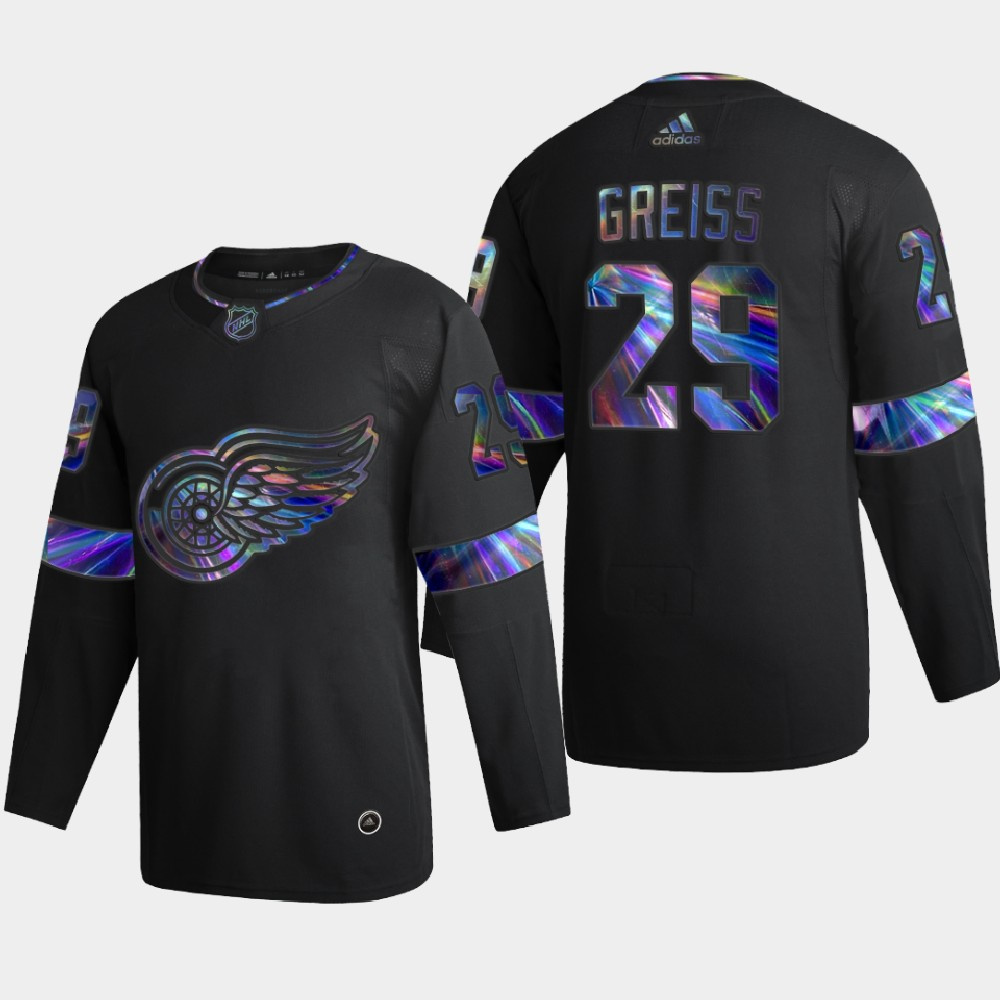 Detroit Red Wings #29 Thomas Greiss Men's Nike Iridescent Holographic Collection MLB Jersey - Black