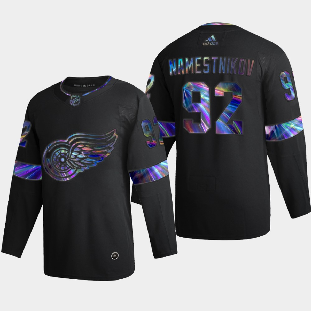 Detroit Red Wings #92 Vladislav Namestnikov Men's Nike Iridescent Holographic Collection MLB Jersey - Black