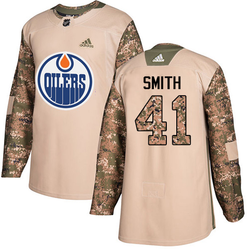 Adidas Oilers #41 Mike Smith Camo Authentic 2017 Veterans Day Stitched NHL Jersey