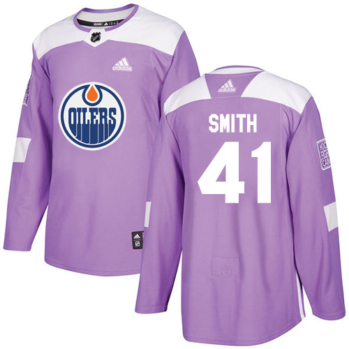 Adidas Oilers #41 Mike Smith Purple Authentic Fights Cancer Stitched NHL Jersey