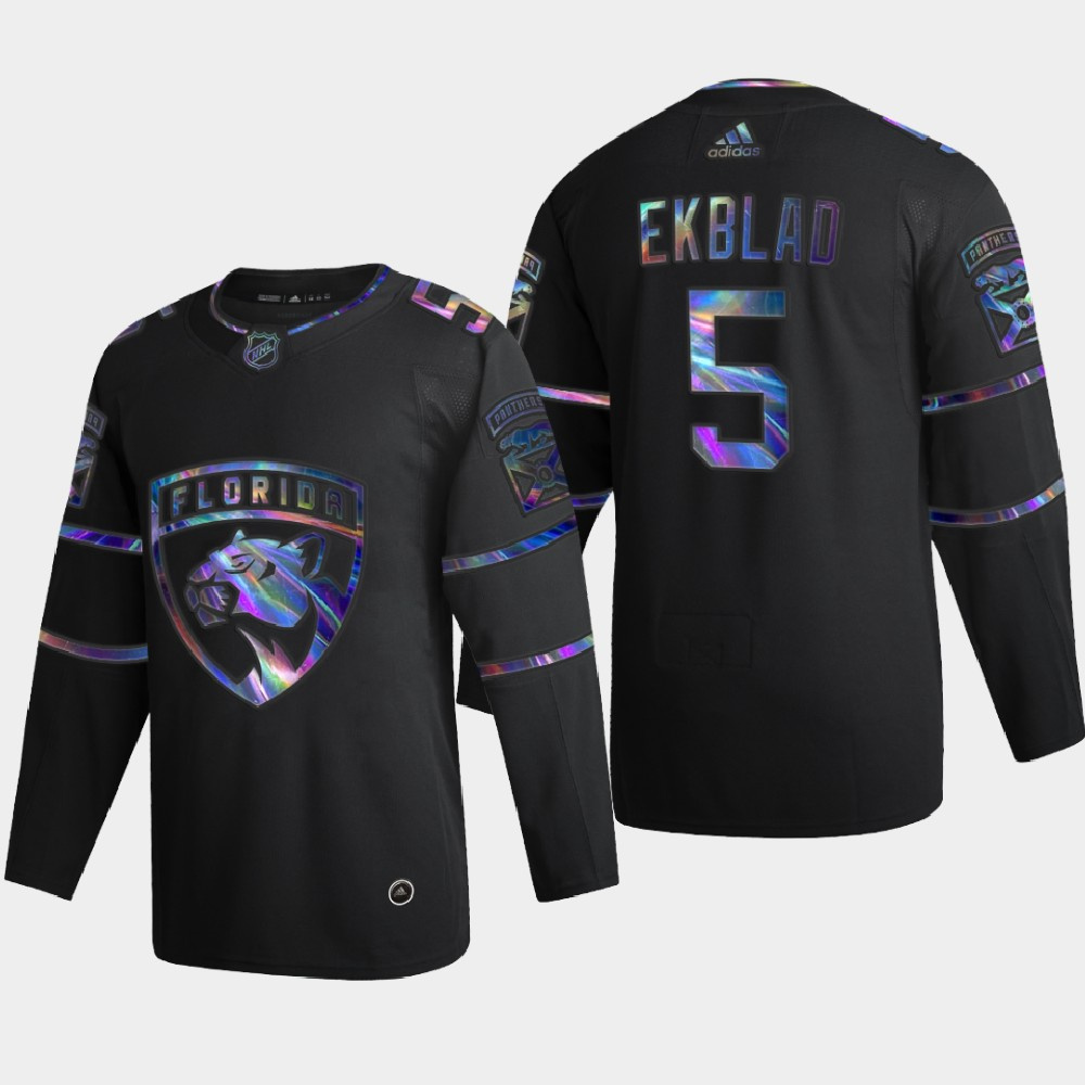 Florida Panthers #5 Aaron Ekblad Men's Nike Iridescent Holographic Collection MLB Jersey - Black