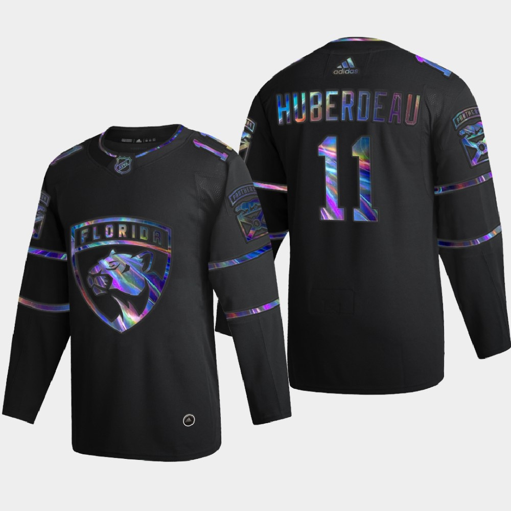 Florida Panthers #11 Jonathan Huberdeau Men's Nike Iridescent Holographic Collection MLB Jersey - Black