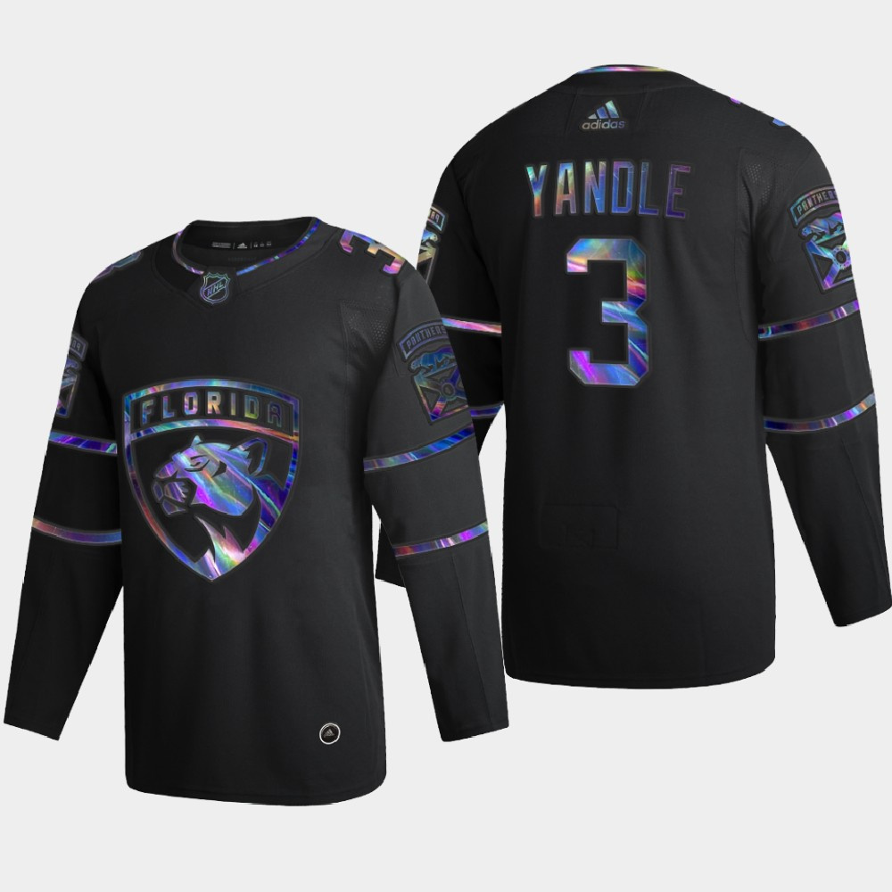 Florida Panthers #3 Keith Yandle Men's Nike Iridescent Holographic Collection MLB Jersey - Black