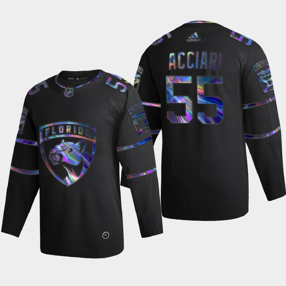 Florida Panthers #55 Noel Acciari Men's Nike Iridescent Holographic Collection MLB Jersey - Black