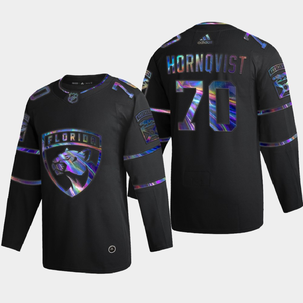 Florida Panthers #70 Patric Hornqvist Men's Nike Iridescent Holographic Collection MLB Jersey - Black