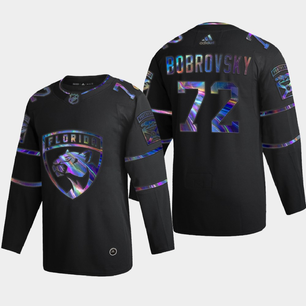 Florida Panthers #72 Sergei Bobrovsky Men's Nike Iridescent Holographic Collection MLB Jersey - Black