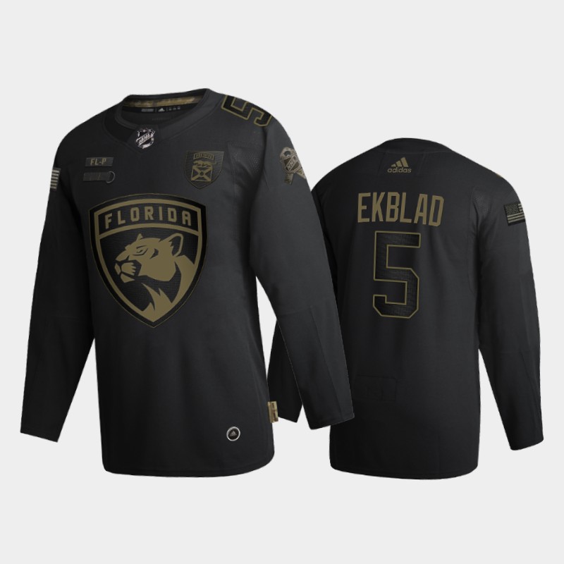 Florida Panthers #5 Aaron Ekblad Men's Adidas 2020 Veterans Day Authentic NHL Jersey - Black