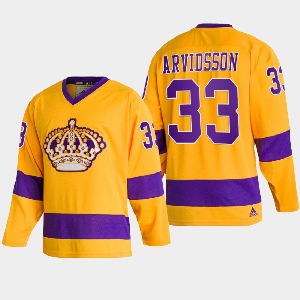 Adidas Kings #33 Viktor Arvidsson Team Classics Gold Men's NHL 2022 Throwback Jersey