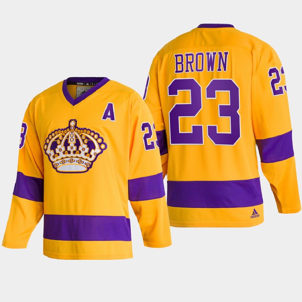 Adidas Kings #23 Dustin Brown Team Classics Gold Men's NHL 2022 Throwback Jersey