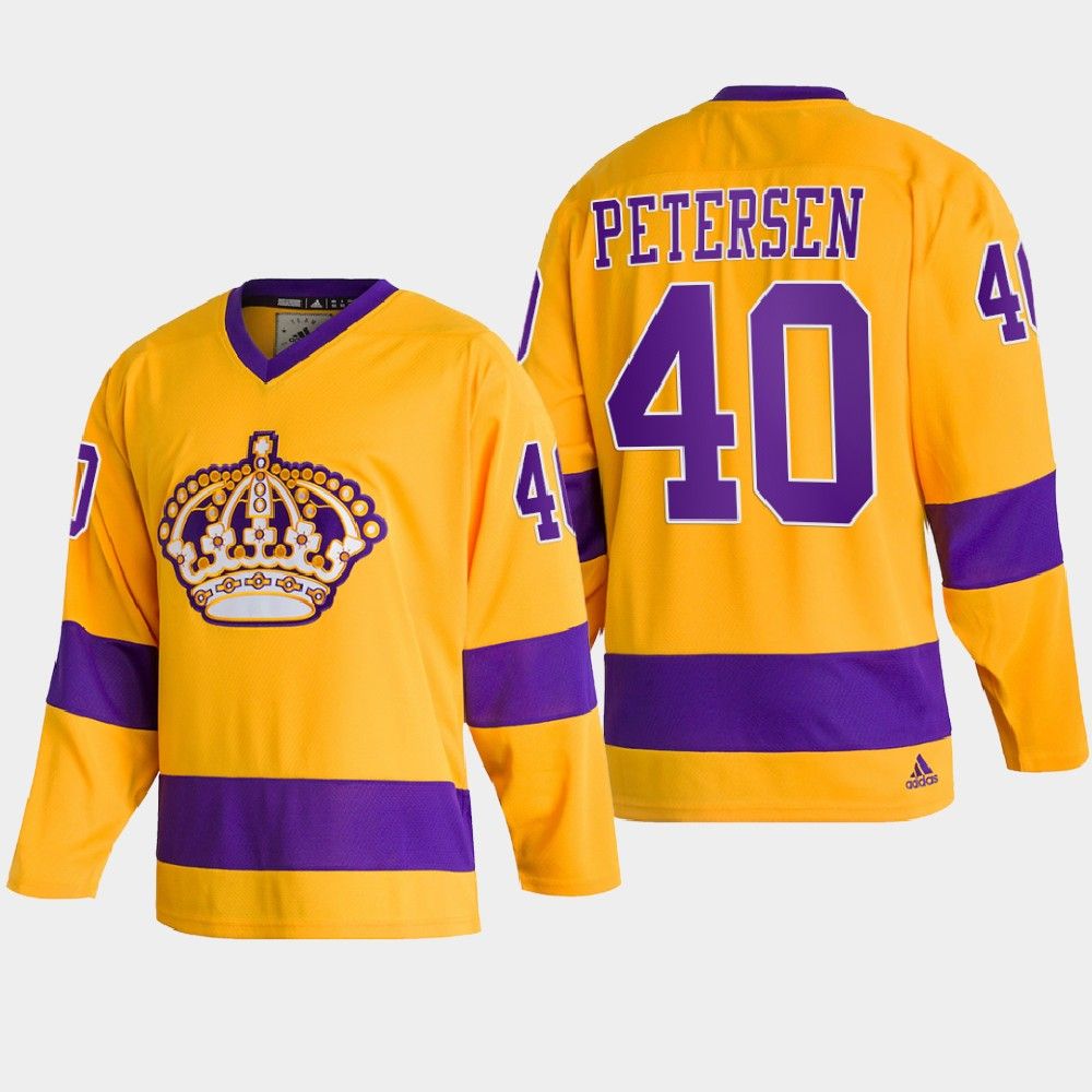 Adidas Kings #40 Cal Petersen Team Classics Gold Men's NHL 2022 Throwback Jersey