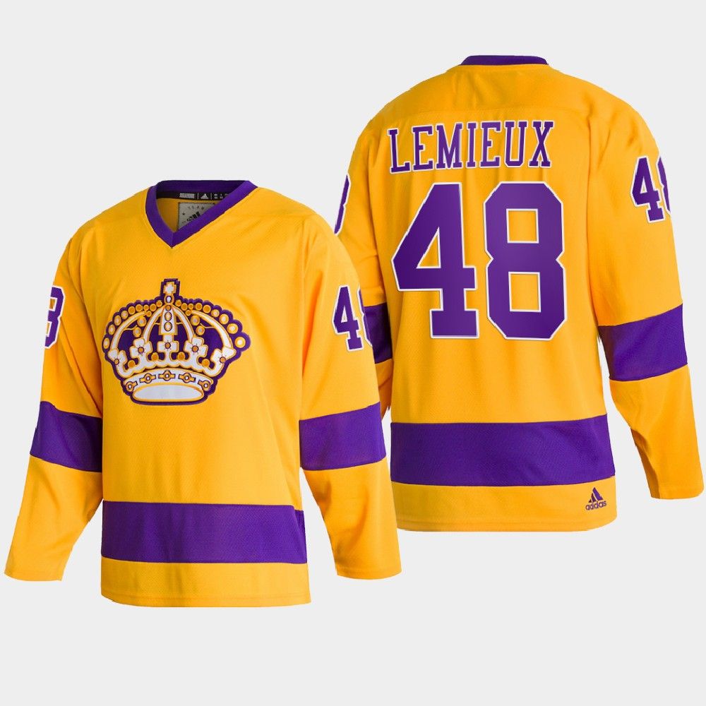 Adidas Kings #48 Brendan Lemieux Team Classics Gold Men's NHL 2022 Throwback Jersey