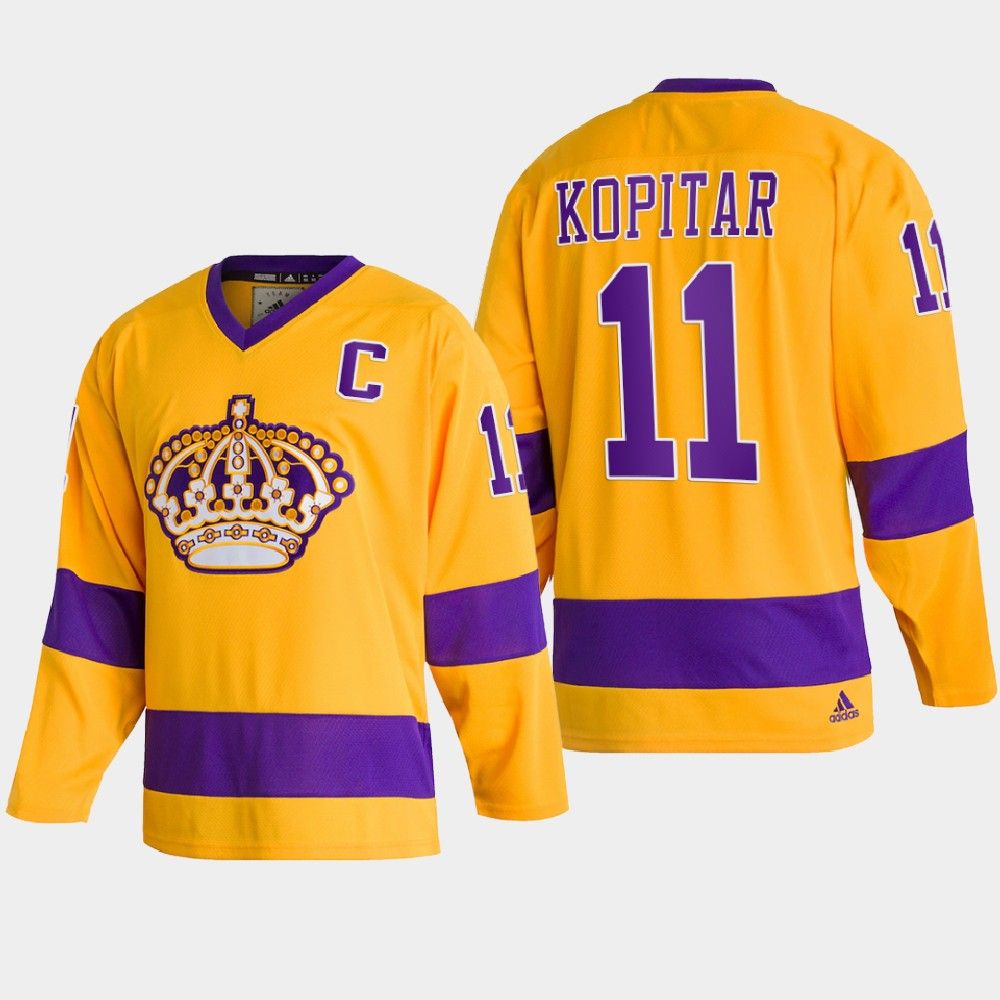 Adidas Kings #11 Anze Kopitar Team Classics Gold Men's NHL 2022 Throwback Jersey