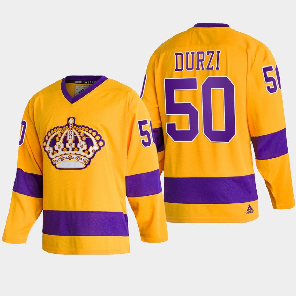 Adidas Kings #50 Sean Durzi Team Classics Gold Men's NHL 2022 Throwback Jersey