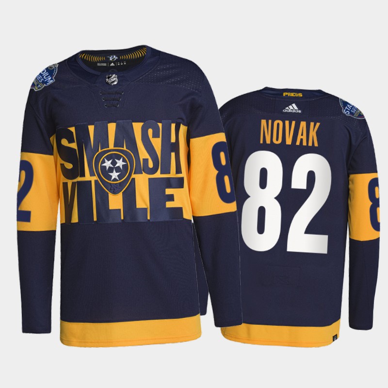 Adidas Predators #82 Tommy Novak Men's 2022 Stadium Series Authentic NHL Jersey - Navy