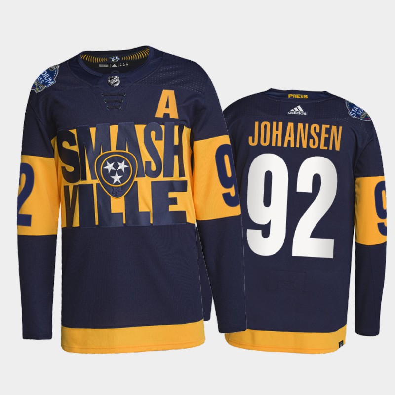 Adidas Predators #92 Ryan Johansen Men's 2022 Stadium Series Authentic NHL Jersey - Navy