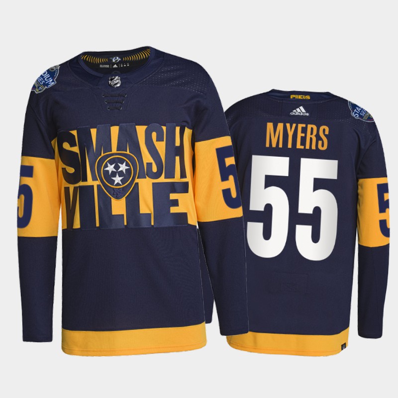 Adidas Predators #55 Philippe Myers Men's 2022 Stadium Series Authentic NHL Jersey - Navy