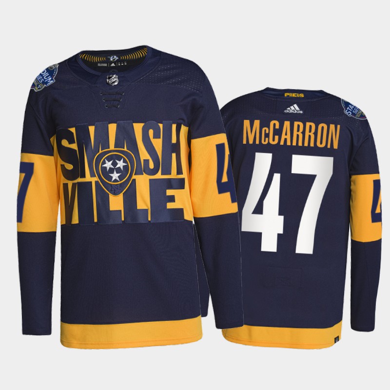 Adidas Predators #47 Michael McCarron Men's 2022 Stadium Series Authentic NHL Jersey - Navy