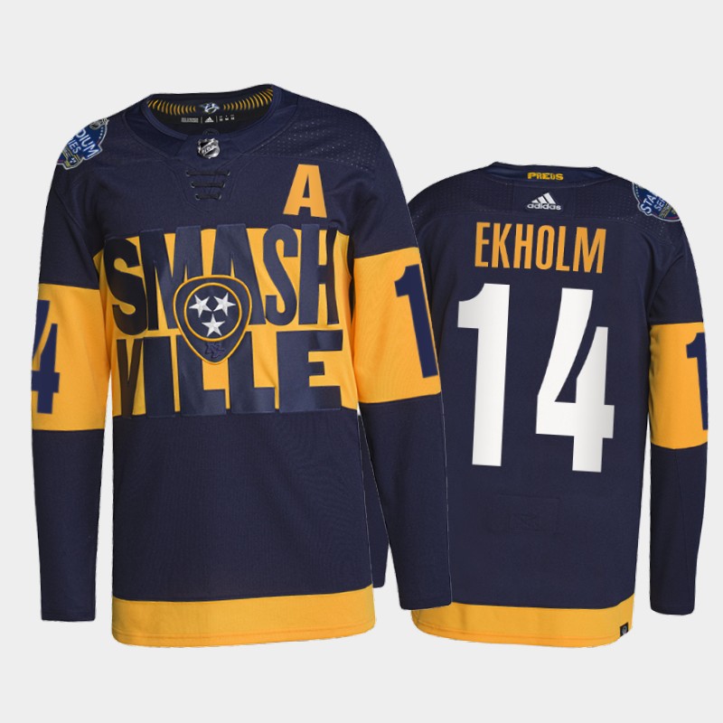 Adidas Predators #14 Mattias Ekholm Men's 2022 Stadium Series Authentic NHL Jersey - Navy