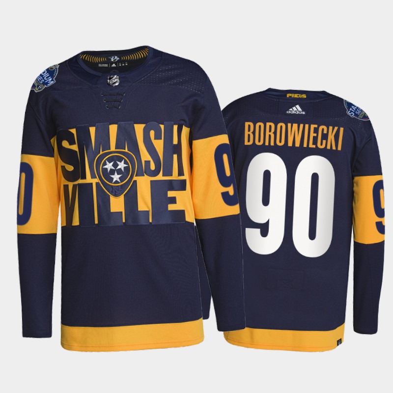 Adidas Predators #90 Mark Borowiecki Men's 2022 Stadium Series Authentic NHL Jersey - Navy