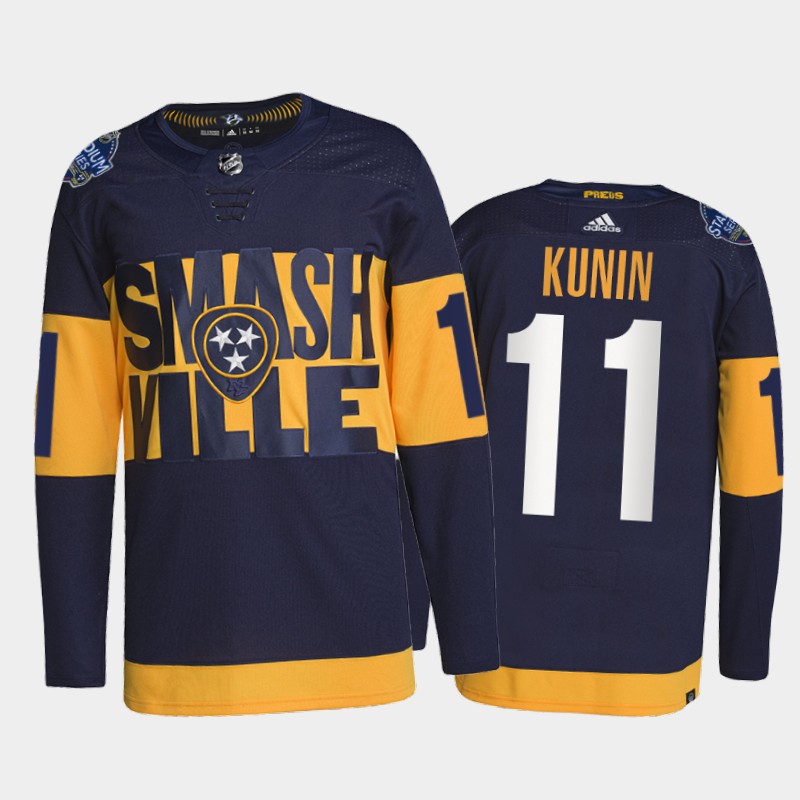 Adidas Predators #11 Luke Kunin Men's 2022 Stadium Series Authentic NHL Jersey - Navy