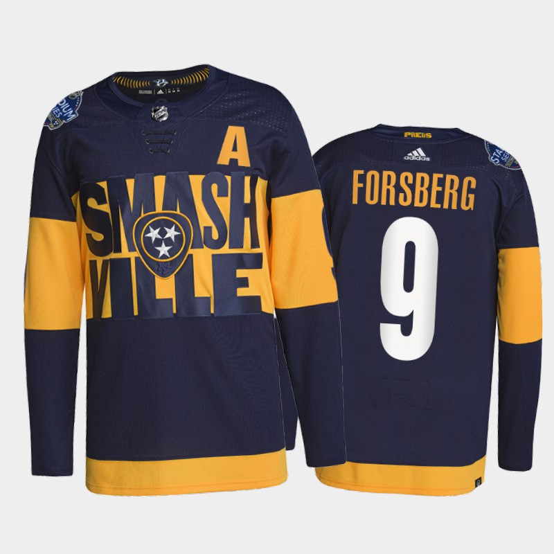 Adidas Predators #9 Filip Forsberg Men's 2022 Stadium Series Authentic NHL Jersey - Navy