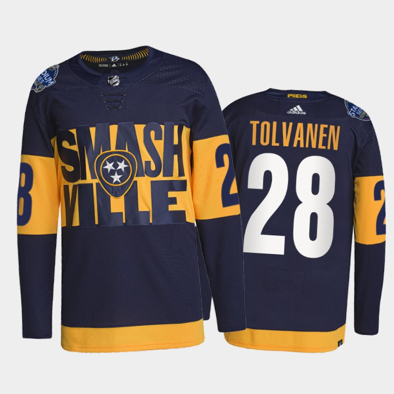 Adidas Predators #28 Eeli Tolvanen Men's 2022 Stadium Series Authentic NHL Jersey - Navy