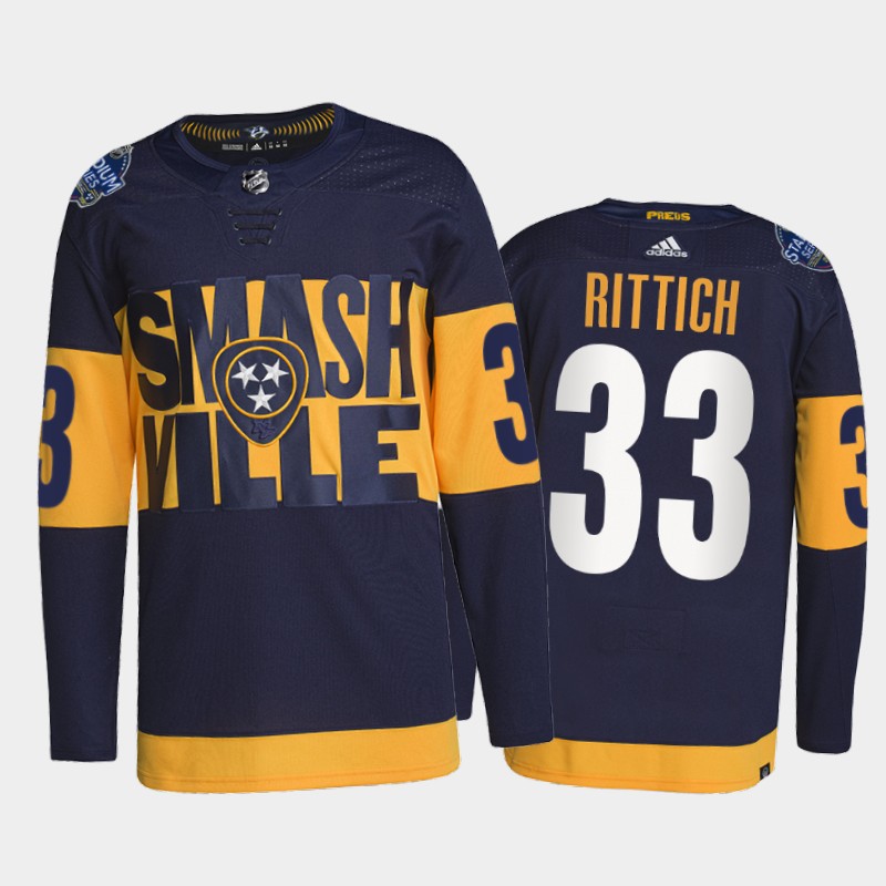 Adidas Predators #33 David Rittich Men's 2022 Stadium Series Authentic NHL Jersey - Navy