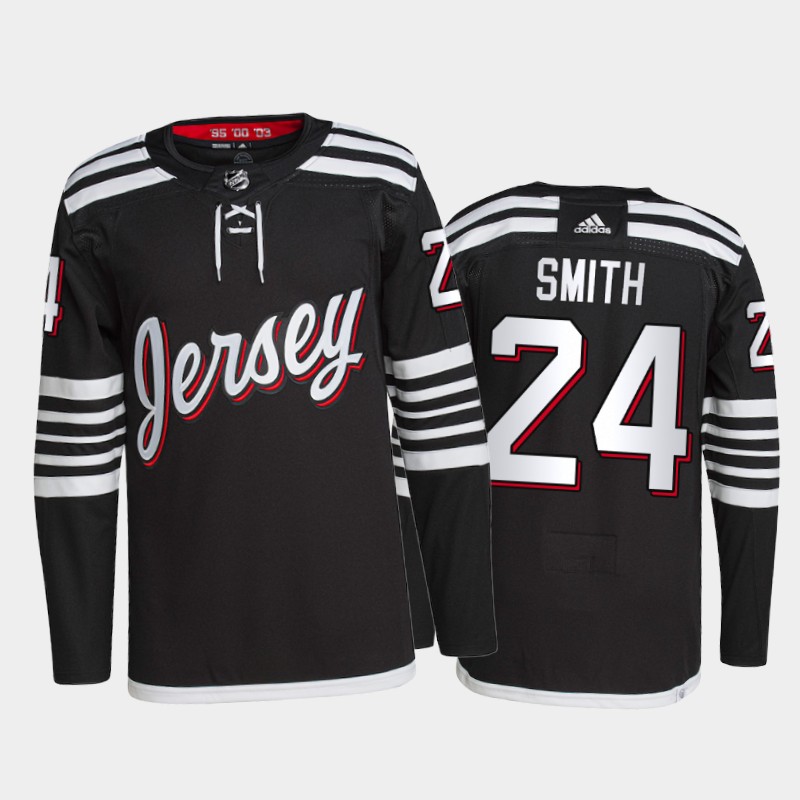 Adidas Devils #24 Ty Smith Men's 2021-22 Alternate Authentic NHL Jersey - Black