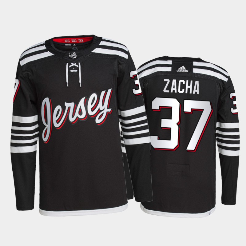 Adidas Devils #37 Pavel Zacha Men's 2021-22 Alternate Authentic NHL Jersey - Black