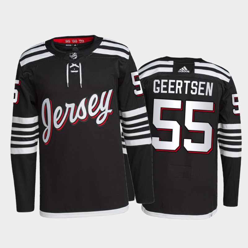 Adidas Devils #55 Mason Geertsen Men's 2021-22 Alternate Authentic NHL Jersey - Black