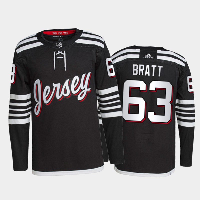 Adidas Devils #63 Jesper Bratt Men's 2021-22 Alternate Authentic NHL Jersey - Black