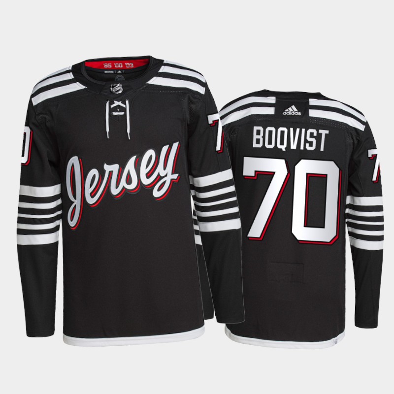 Adidas Devils #70 Jesper Boqvist Men's 2021-22 Alternate Authentic NHL Jersey - Black