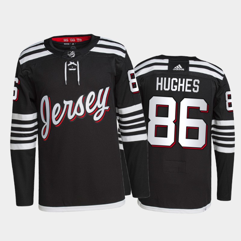 Adidas Devils #86 Jack Hughes Men's 2021-22 Alternate Authentic NHL Jersey - Black