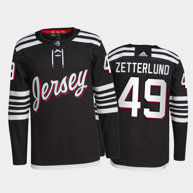 Adidas Devils #49 Fabian Zetterlund Men's 2021-22 Alternate Authentic NHL Jersey - Black