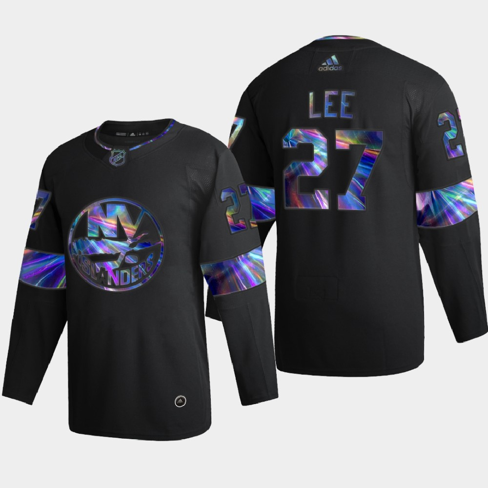 New York Islanders #27 Anders Lee Men's Nike Iridescent Holographic Collection MLB Jersey - Black