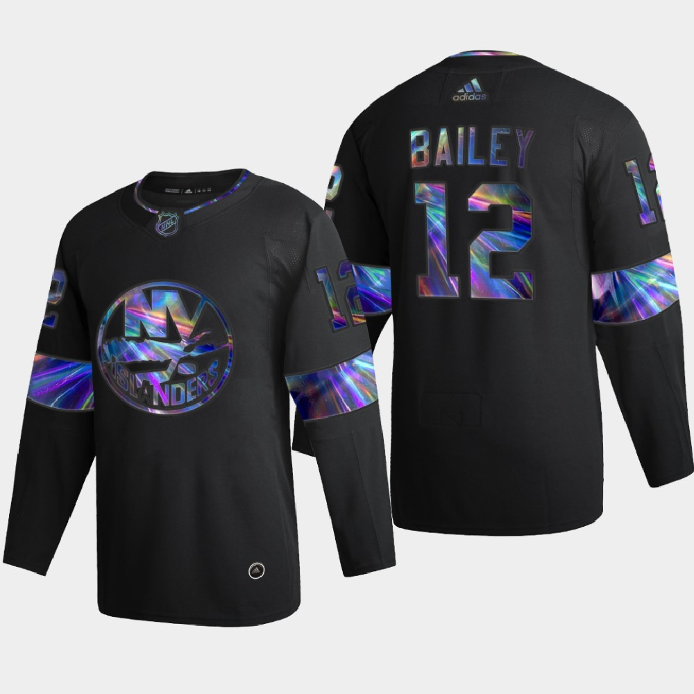 New York Islanders #12 Josh Bailey Men's Nike Iridescent Holographic Collection MLB Jersey - Black