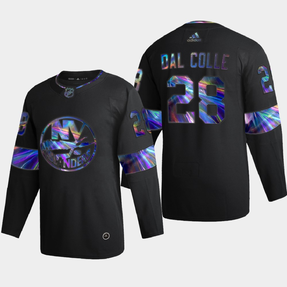 New York Islanders #28 Michael Dal Colle Men's Nike Iridescent Holographic Collection MLB Jersey - Black