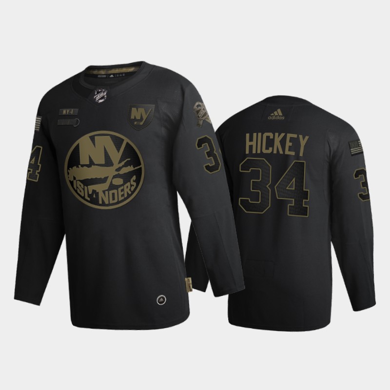 New York Islanders #34 Thomas Hickey Men's Adidas 2020 Veterans Day Authentic NHL Jersey - Black