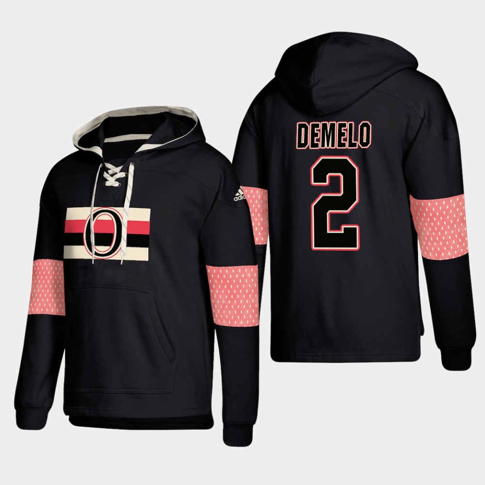 Ottawa Senators #2 Dylan Demelo Black adidas Lace-Up Pullover Hoodie