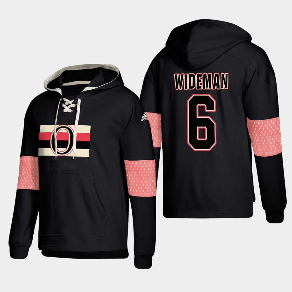 Ottawa Senators #6 Chris Wideman Black adidas Lace-Up Pullover Hoodie