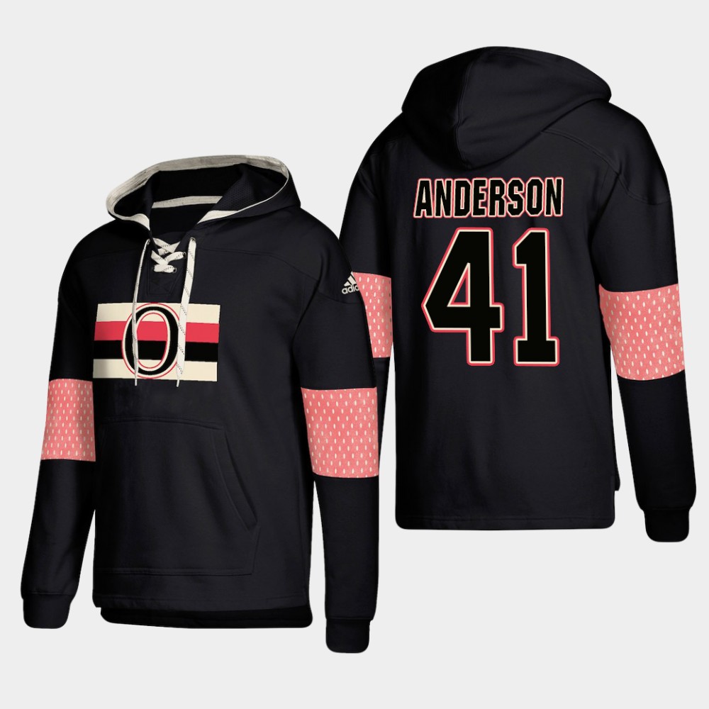 Ottawa Senators #41 Craig Anderson Black adidas Lace-Up Pullover Hoodie