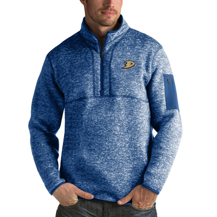 Anaheim Ducks Antigua Fortune Quarter-Zip Pullover Jacket Blue