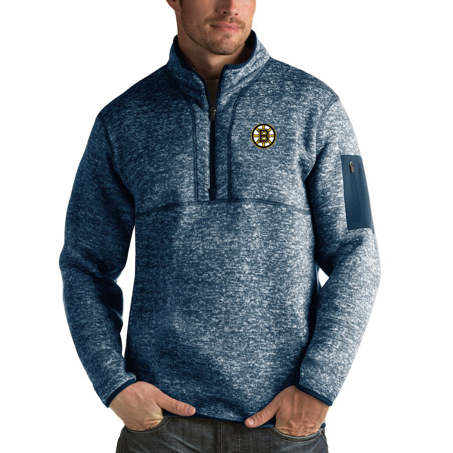 Boston Bruins Antigua Fortune Quarter-Zip Pullover Jacket Royal