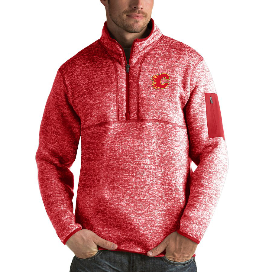 Calgary Flames Antigua Fortune Quarter-Zip Pullover Jacket Red