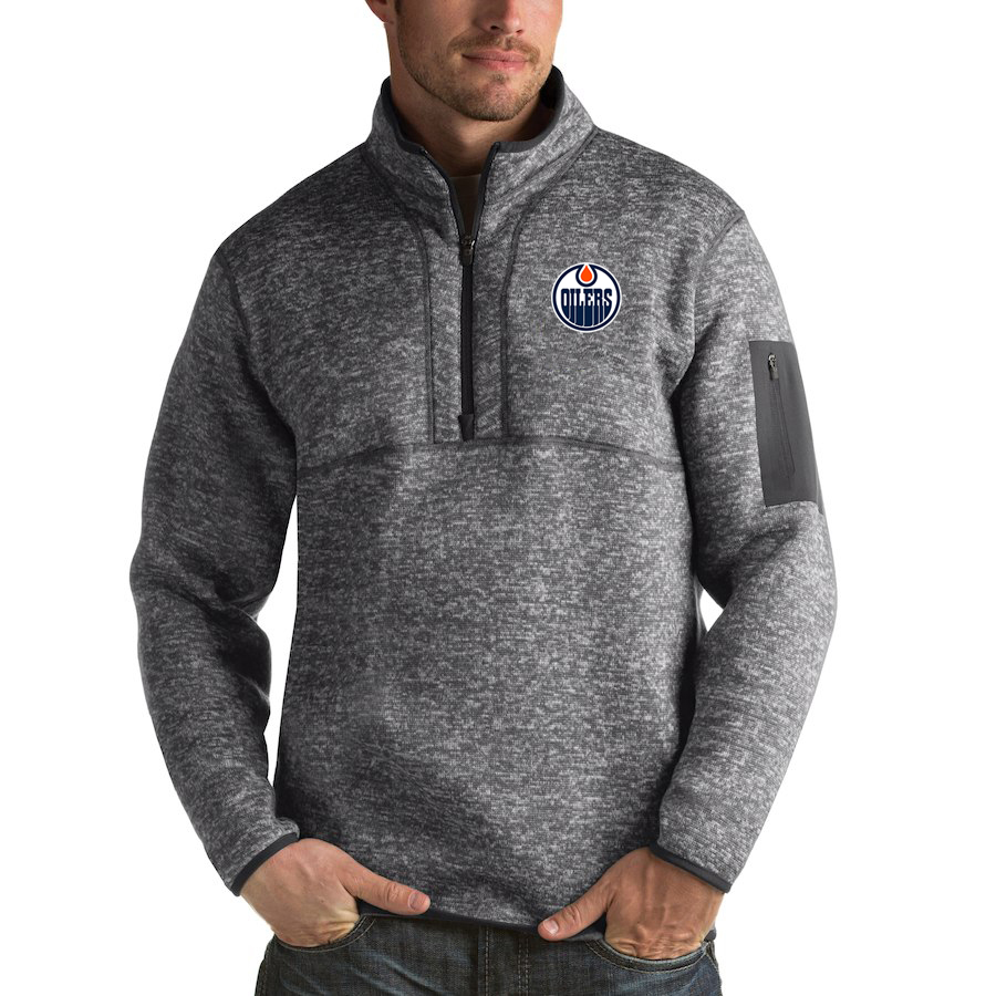 Edmonton Oilers Antigua Fortune Quarter-Zip Pullover Jacket Black